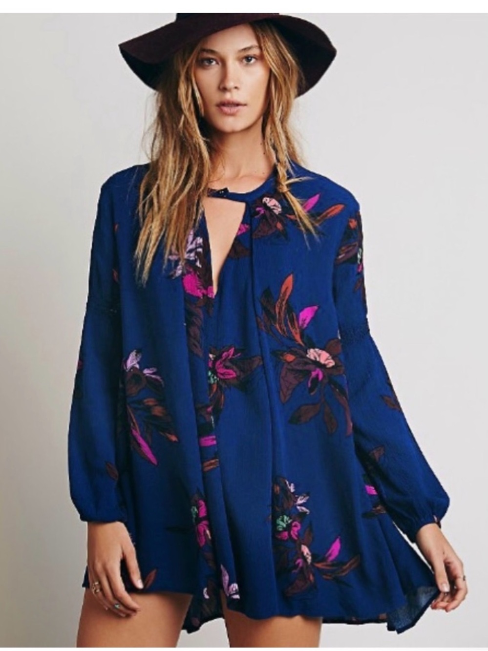 Free People Electric Orchid Floral Swing Tunic
